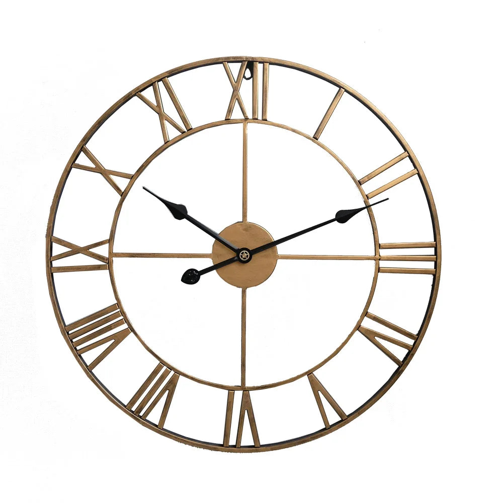 Iron Mute Wall Clock - Rustic Elegant Living Room Decor